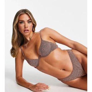 Underwire bikini set Rose gold metallic